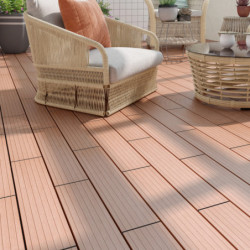 Plancher en bois composite - lot de 0,6m² - lames clipsables - marron - Compolife