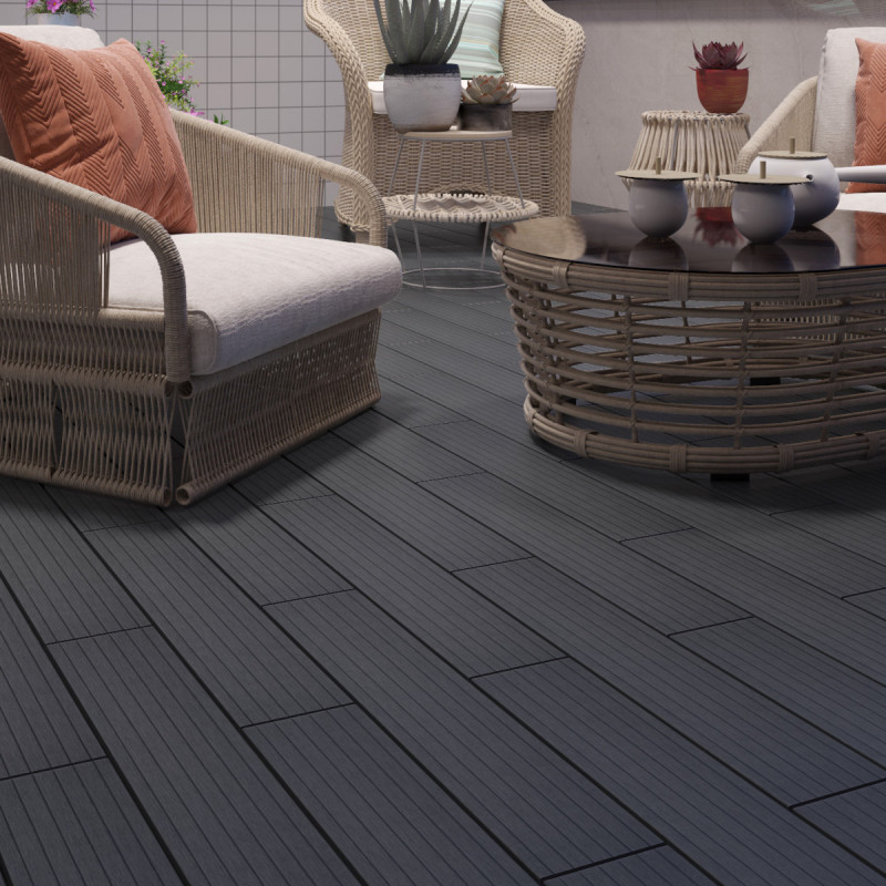 Plancher en bois composite - lot de 0,6m² - lames clipsables - gris - Compolife