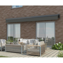 Store banne manuel 395x300cm DECO toile polyester grise - X-METAL