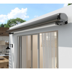 Store banne motorisé 500x300cm LUXO toile polyester grise - X-METAL