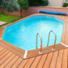 Piscine bois octogonale allongée 355x490cm AZURA toute équipée UBBINK