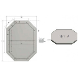 Piscine bois octogonale allongée 355x490cm AZURA toute équipée UBBINK