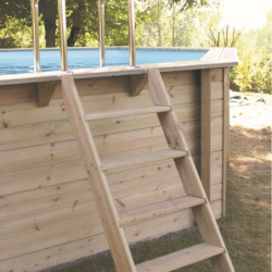 Piscine bois octogonale allongée 355x490cm AZURA toute équipée UBBINK