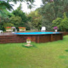 Piscine bois octogonale allongée 400x610cm AZURA toute équipée UBBINK