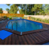 Piscine bois octogonale allongée 400x610cm AZURA toute équipée UBBINK