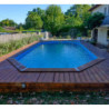Piscine bois octogonale allongée 400x610cm AZURA toute équipée UBBINK