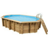 Piscine bois octogonale allongée 400x610cm AZURA toute équipée UBBINK