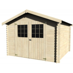Abri de jardin Flodovrak 9,92m² en bois massif 28mm avec double porte – Décor et Jardin