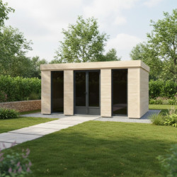 Studio de jardin Décor’Home en bois blanc 25m² avec double porte vitrée – Décor et Jardin