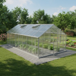 Serre de jardin 16,53m² en aluminium et polycarbonate 6mm Sanus XL16 – Gampre