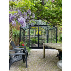 Serre de jardin R305H 11,35m² en aluminium noir et verre trempé BLACKLINE – ACD