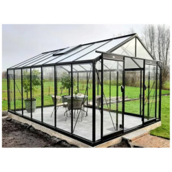 Serre de jardin R307H 15,88m² en aluminium noir et verre trempé BLACKLINE – ACD