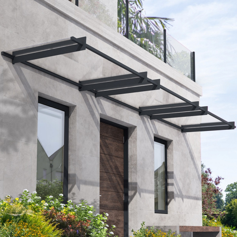 Auvent marquise en acrylique gris clair NANCY™ 4500 – Canopia by Palram