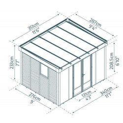 Bureau de jardin en aluminium et bois composite 10,1m² - isolation triple paroi Copenhagen – Canopia by Palram