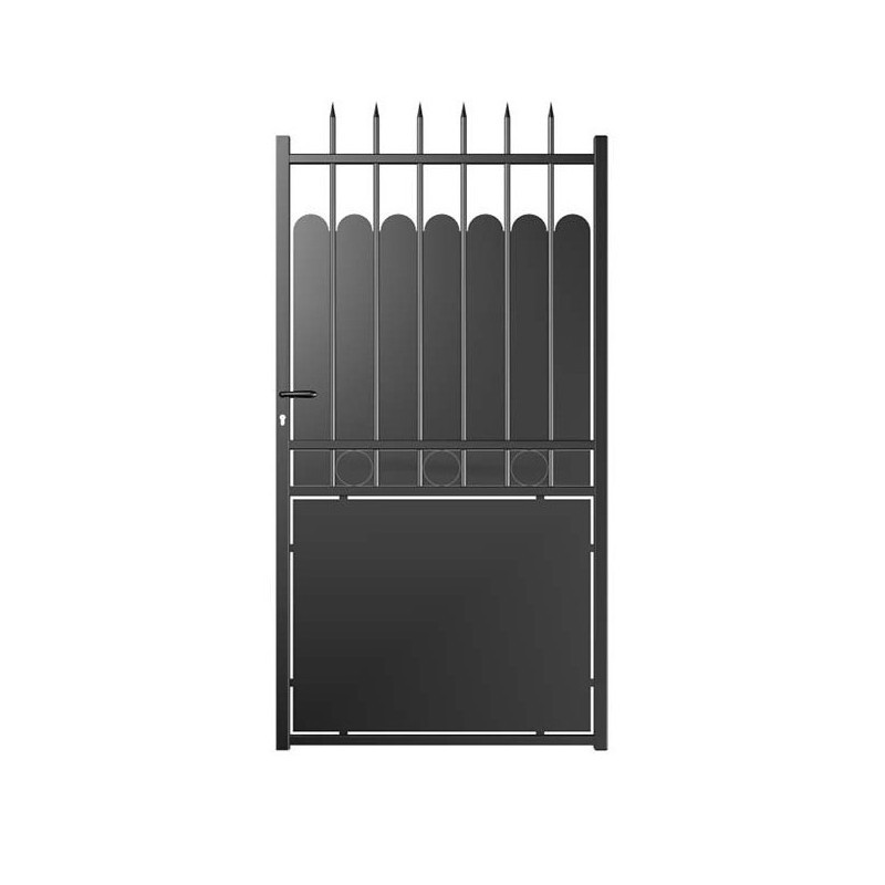 Portillon battant plein en acier 100x200cm AMBRE - noir - ouverture poussant droit - ROY