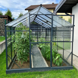 Serre de jardin Hybrid 9,8m² en verre trempé et polycarbonate Sanus L10 - Gampre