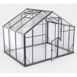 Serre de jardin Hybrid 6,38m² en verre trempé et polycarbonate Sanus XL7 – Gampre