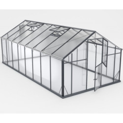 Serre de jardin Hybrid 16,53m² en verre trempé et polycarbonate Sanus XL16 – Gampre