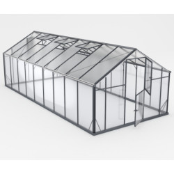 Serre de jardin Hybrid 18,6m² en verre trempé et polycarbonate Sanus XL18 – Gampre