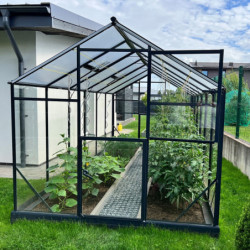 Serre de jardin Hybrid 9,8m² en verre trempé et polycarbonate Sanus UP! L10 - Gampre