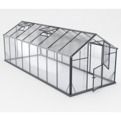 Serre de jardin Hybrid 12,54m² en verre trempé et polycarbonate Sanus UP! L12 - Gampre