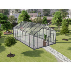 Serre de jardin Hybrid 14,3m² en verre trempé et polycarbonate Sanus UP! L15 - Gampre
