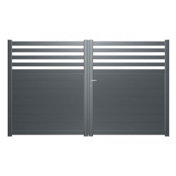 Portail battant semi-ajouré en aluminium 400x160cm ARNEVA - 2 coloris au choix - ROY