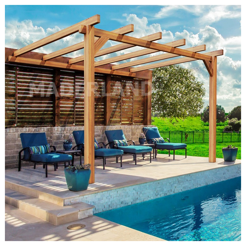 Pergola adossée en bois lamellé-collé 400x400cm Le Mans – Maderland
