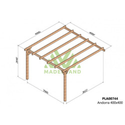 Pergola adossée en bois lamellé-collé 400x400cm Le Mans – Maderland