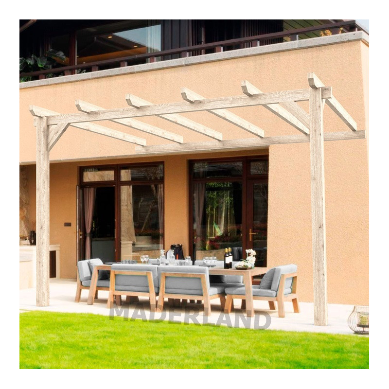 Pergola adossée en bois lamellé-collé 400x400cm Amiens – Maderland