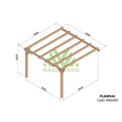 Pergola adossée en bois lamellé-collé 400x400cm Amiens – Maderland