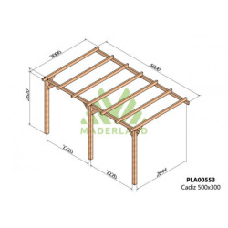 Pergola adossée en bois lamellé-collé 500x300cm Amiens – Maderland