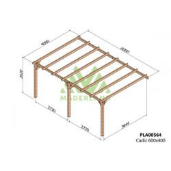 Pergola adossée en bois lamellé-collé 600x400cm Amiens – Maderland
