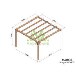 Pergola adossée en bois lamellé-collé 400x400cm Calais – Maderland