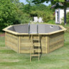 Piscine octogonale en bois Ø470xH111cm liner gris Pool X2 - Karibu
