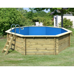 Piscine octogonale en bois Ø547xH111cm liner bleu Pool 3 Classic - Karibu