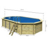 Piscine octogonale allongée en bois L700cm liner bleu Pool 5 Variante A - Karibu