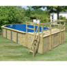 Piscine octogonale allongée en bois L700cm liner bleu terrasse L357,5cm Pool 5 Variante D - Karibu