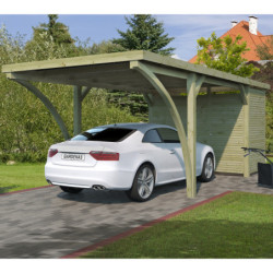 Carport Firenze 20,80m² en bois traité autoclave avec annexe de rangement – Gardenas