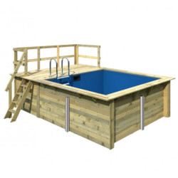 Piscine rectangulaire en bois 44mm Größe 1 avec une terrasse - Karibu