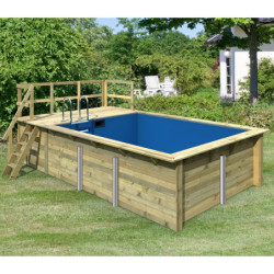 Piscine rectangulaire en bois 44mm Größe 2 avec une terrasse - Karibu