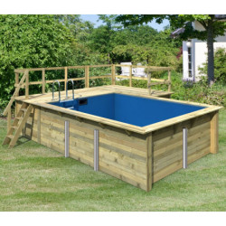 Piscine rectangulaire en bois 44mm Größe 2 avec deux terrasses - Karibu