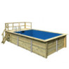 Piscine rectangulaire en bois 44mm Größe 3 avec une terrasse - Karibu