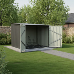 Abri pour 4 vélos en métal anthracite 4,2m² + kit d'ancrage X-METAL