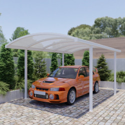 Carport 300x600cm en aluminium blanc avec poteaux H210cm LUMINAR - Essency