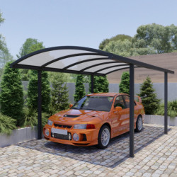 Carport 300x700cm en aluminium gris anthracite avec poteaux H210cm LUMINAR - Essency