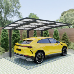 Carport 300x500cm en aluminium gris anthracite H220cm avec 3 poteaux ZEUS - Essency