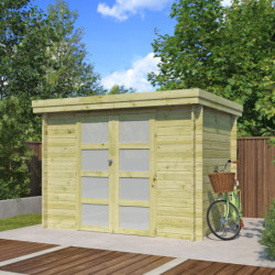 Chalet moderne Oregon 6,86m² en bois traité 28mm avec porte double vitrée - Gardenas