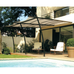 Pergola adossée en acier gris 350x400cm - SYDNEY - Couleurs du Monde