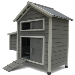 Poulailler en bois 125x66x113cm avec toit en PVC Maison des poules – Lifland